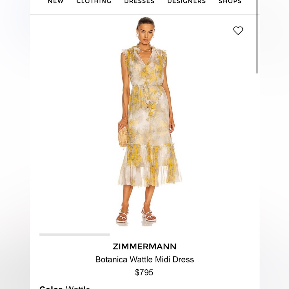 Zimmermann Wattle Botanical Dress Size 0